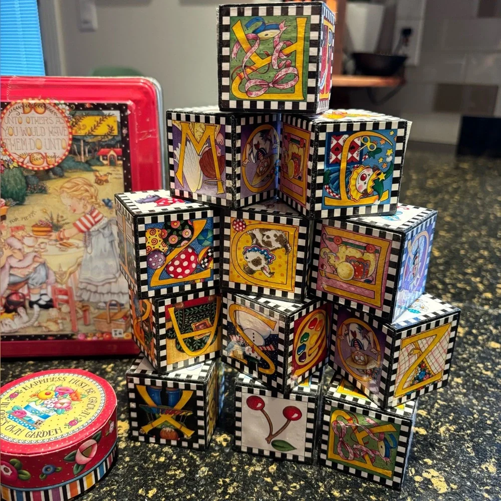 Mary Englebreit Colorful Decorative Tin and Block collection - Picture 2 of 8